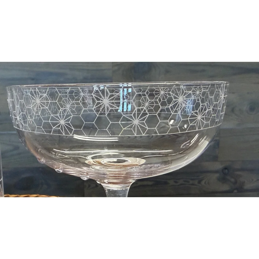Chic & Tonic 5pc‎ Cocktail Set Etched Geometric Pitcher Coupes Rocks Glasses